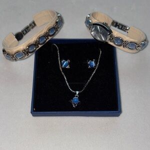 Blue Tiger Eye Jewelry Set by Jean Marc